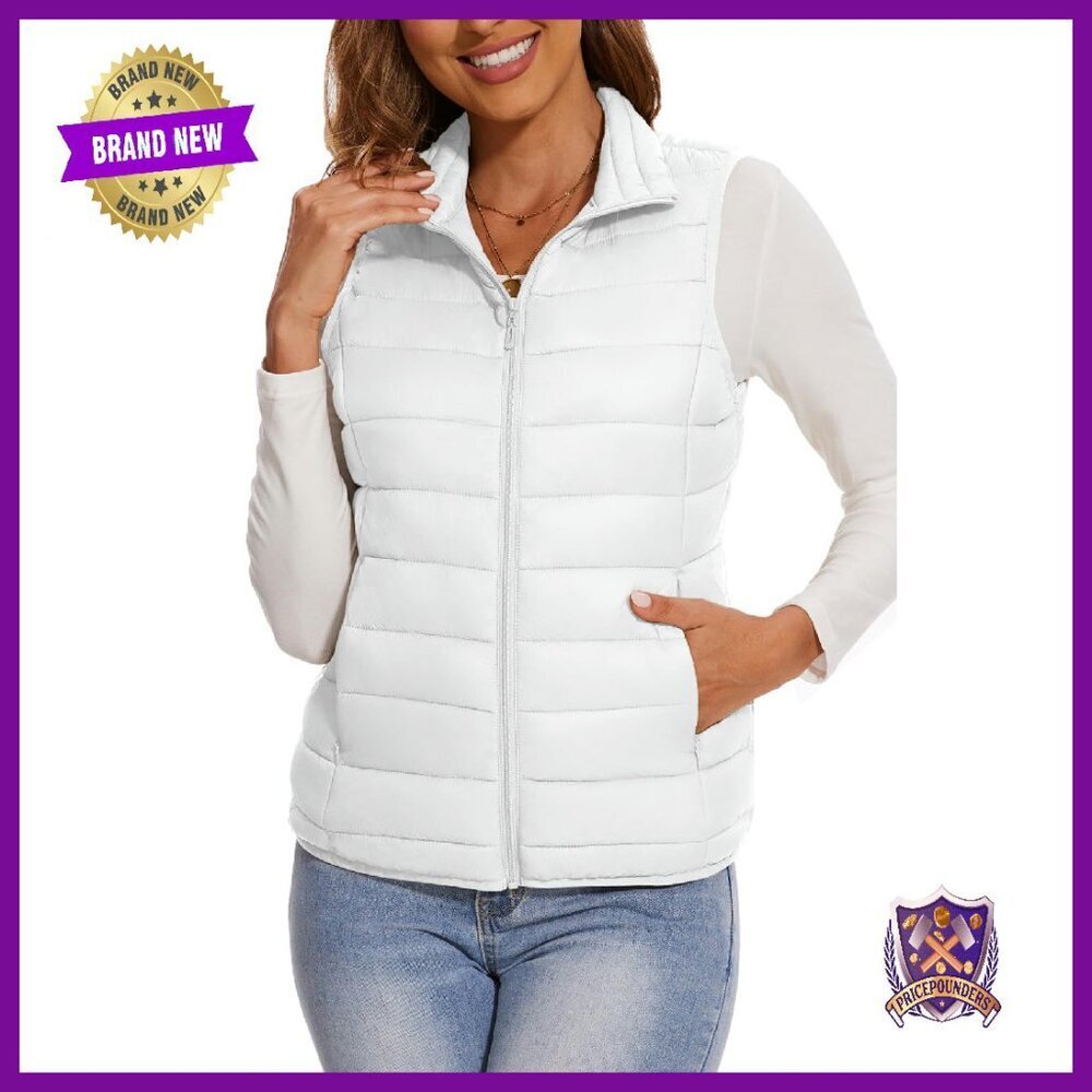 Lightweight Quilted Puffer Vest Sleeveless Stand Collar Zip-Up Outerwear